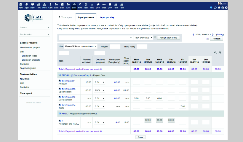 img erp crm hr timesheets