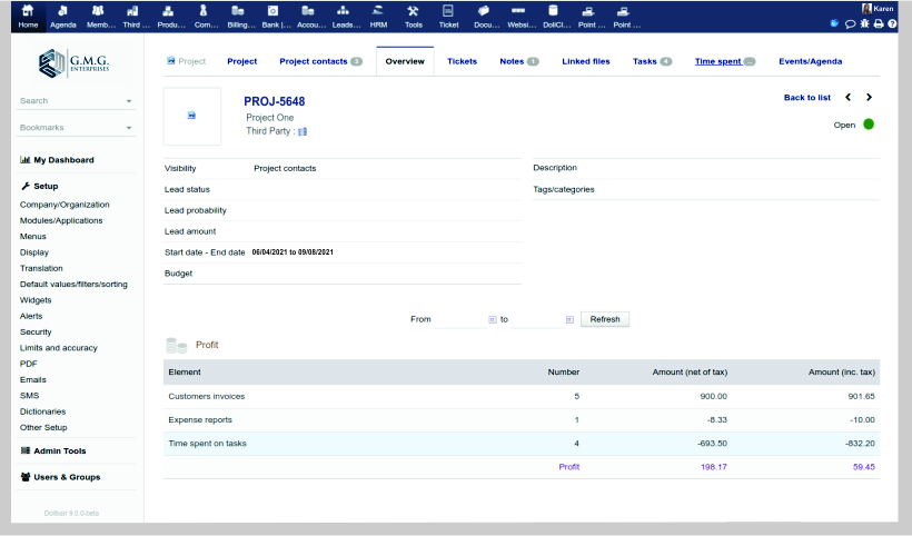 img erp crm hr timesheets